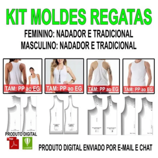 Moldes Profissionais Regata Tradicional Feminina - Pdf